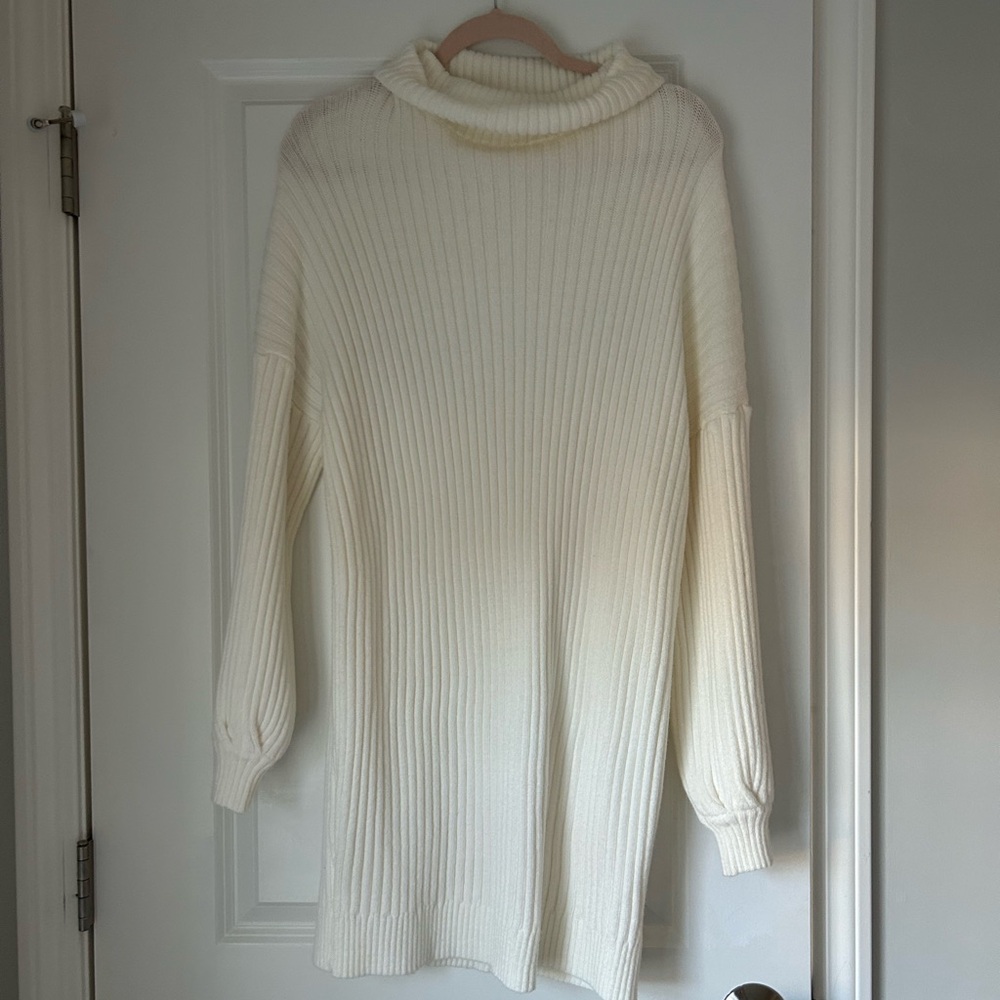 White sweater dress